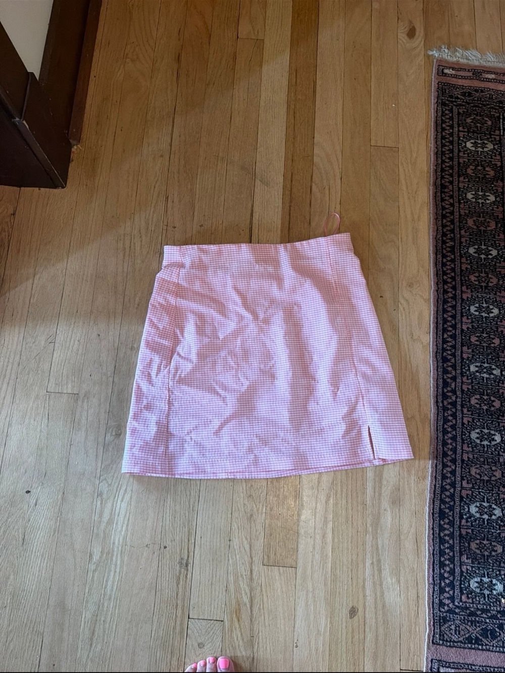 Pink Gingham Mini Skirt  TopShop